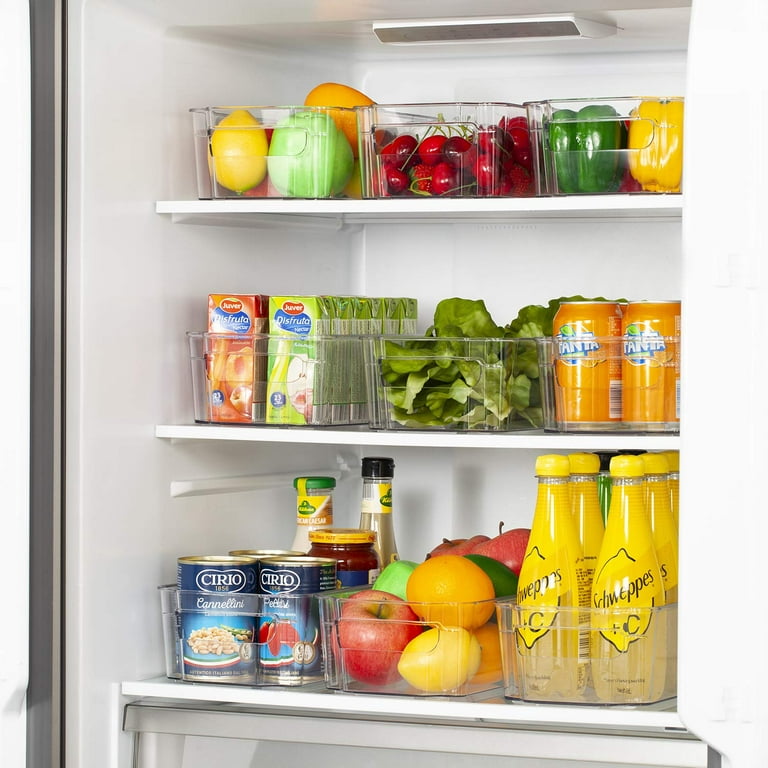Refrigerator Organizer Bins 4pcs Stackable Clear Plastic Organizers Handles  Fridge Pantry Kitchen Cabinet Food Storage Container