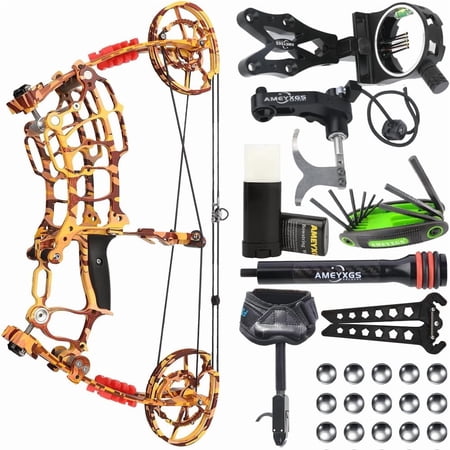 limaity Dual-use Compound Bow Kit 30-60lbs Steel Ball Arrows Hunting Fishing Archery