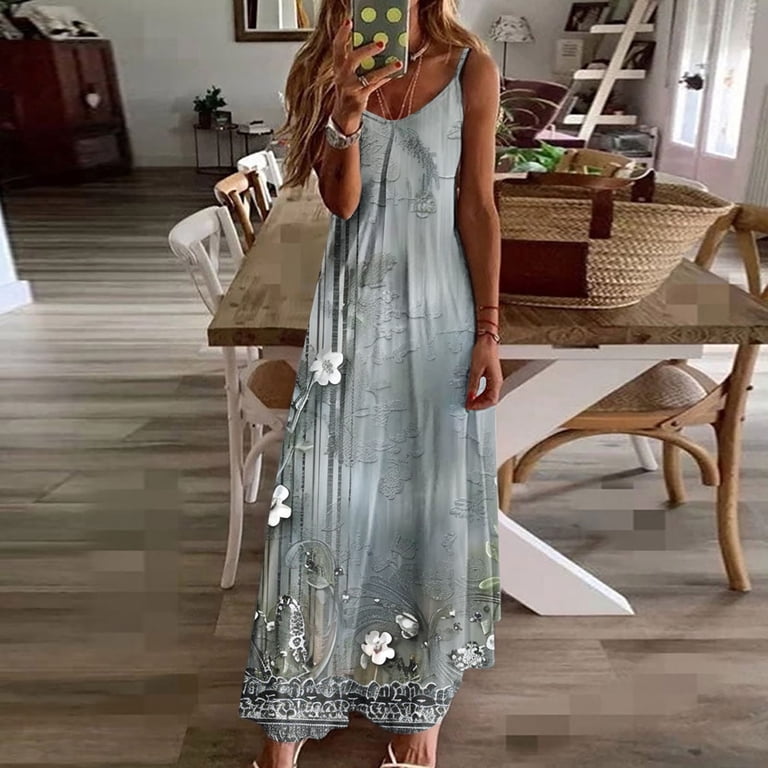 spaghetti strap midi dress flowy YEZWE Sunshine Yellow High-Neck Maxi Dress