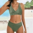 thumbnail image 4 of VBVC Womens Bikini Sets Two Piece Swimsuits Solid Color High Cut Bathing Suits Split Swimsuit, 4 of 6