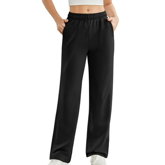 Womens Sweat Pants, Fashion Casual Solid Color Waist Sweatpants with Side Pockets