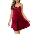 thumbnail image 2 of LYEAA Elegant Nightgowns for Women Sleeveless Cozy Summer Sling Short Night Gowns Chemise Solid Crew Neck Backless Loose Casual Soft Pajamas Sleepwear Loungewear Fashion Women's Nightdress Red L, 2 of 6