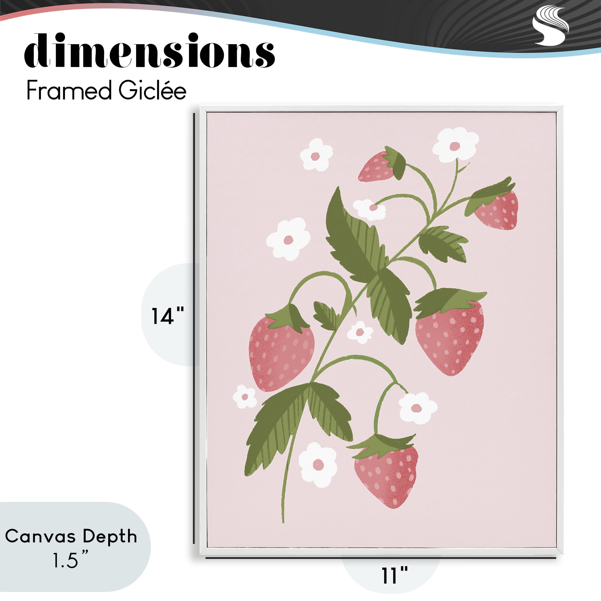 Stupell Industries Pastel Strawberries Branch White Framed Giclee Art, design by Paige Sredenschek