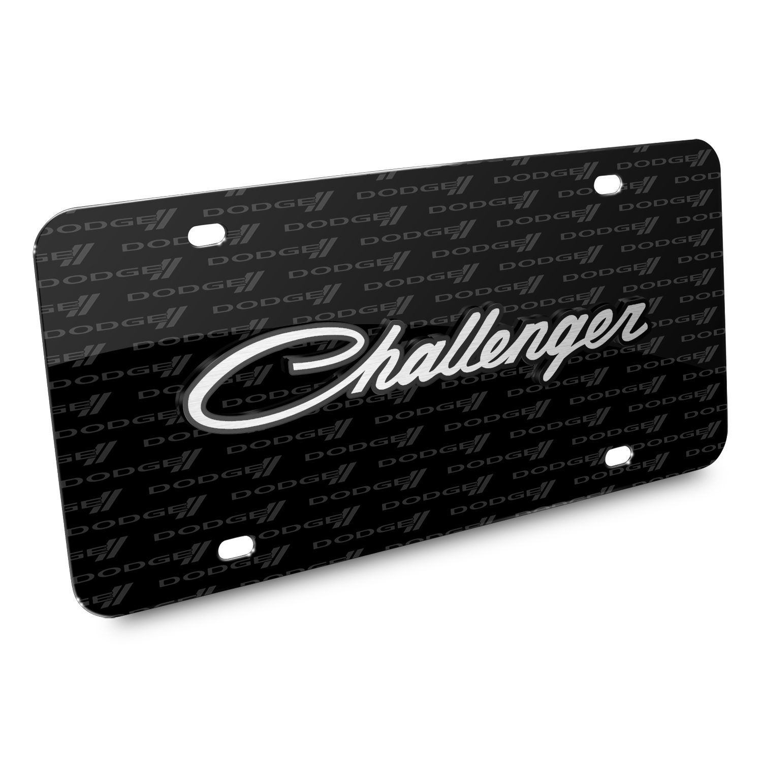 Dodge Challenger Classic 3D Logo on Logo Pattern Black Aluminum License Plate - image 2 of 6