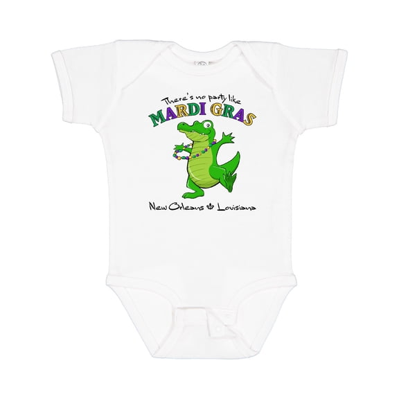 Inktastic There's No Party Like Mardi Gras-alligator Boys or Girls Baby Bodysuit