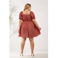 thumbnail image 3 of CASSIE LIZ Plus Size Dress For Women Floral Square Neck Bow Strap Dress Red Flutter Trim Sleeves Tunic Dress Lantern Sleeves Casual Loose Fits Dress For Summer XL 14W 16W, 3 of 5
