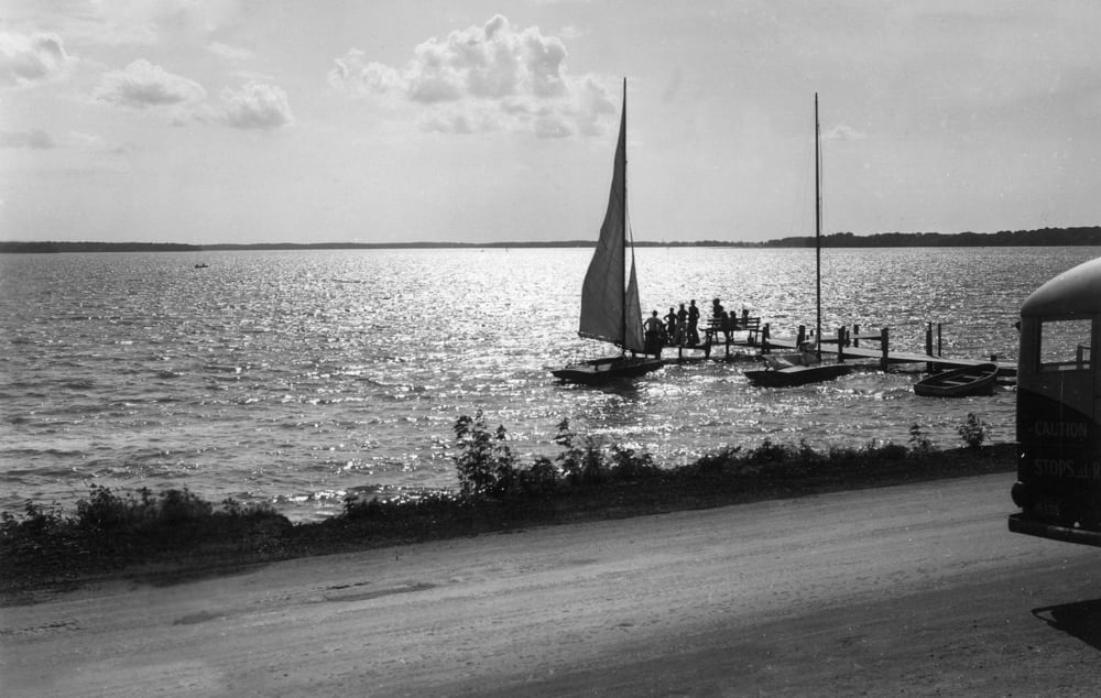 Clear Lake, Iowa, Sunset View on the Lake, Sailboat (12x18 Wall Art