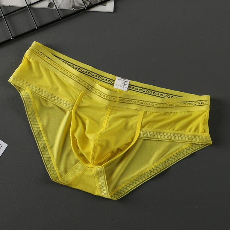 Baocc Mens Briefs Mens Underwear Translucent Briefs Mens Underwear Yellow M