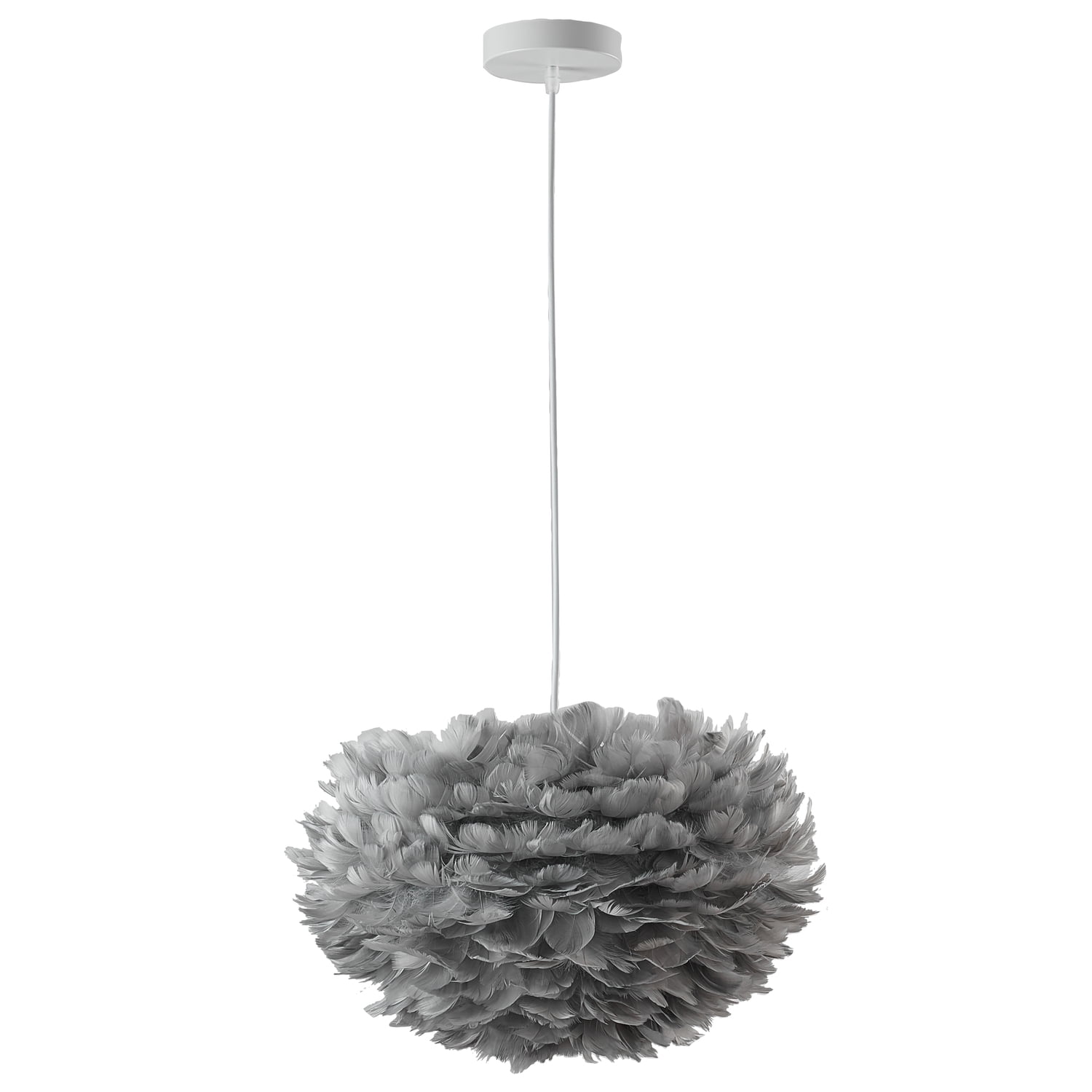 Bethel Light Grey Goose Feather Ball Ceiling Fixture With White Iron Frame