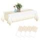thumbnail image 1 of Mantel desechable, [paquete de 4] manteles de cumpleaños impermeables, mantel rectangular adecuado para fiestas, cumpleaños infantiles, bodas, Navidad, 137 x 274 cm, blanco y dorado, 1 of 7