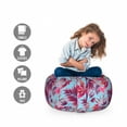 thumbnail image 2 of Summer Storage Toy Bag Chair, Hawaiian Art Jungle Blossoms Hibiscus Tropical Palm Leaves Aloha, Stuffed Animal Organizer Washable Bag, Large Size, Dark Magenta and Sky Blue, by Ambesonne, 2 of 3