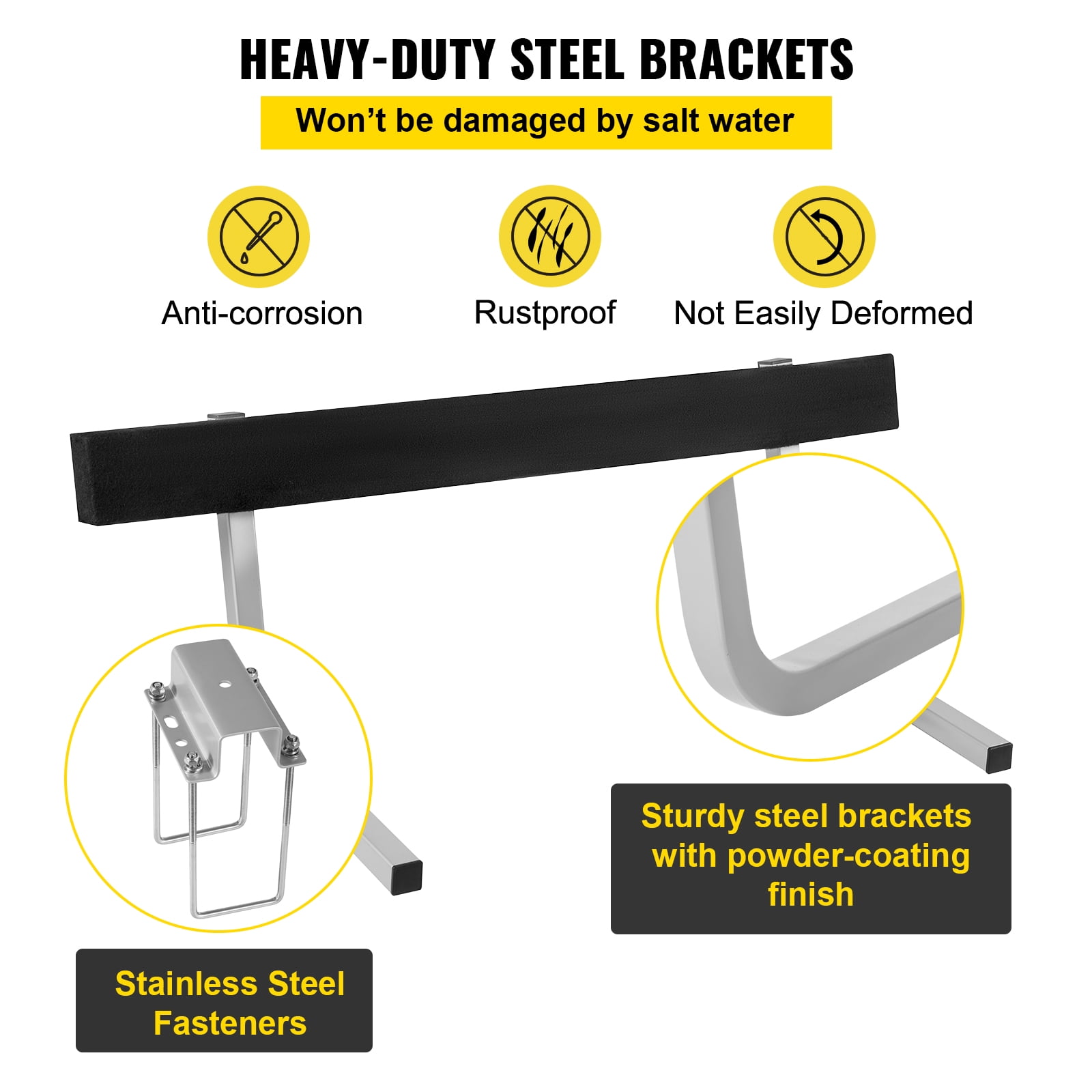 VEVOR Boat Trailer Guide-ons, 2 PCS Rustproof Steel Trailer Guide ons, Trailer Guides with Carpet-Padded Boards, Mounting Parts Included, for Ski Boat, Fishing Boat or Sailboat Trailer