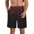 thumbnail image 2 of Uemuo Red Glitter1 Pattern Men's Swim Trunks Hawaiian Beach Bathing Suit Swimsuits Beach Quick-Dry Shorts with Pockets-Small, 2 of 9