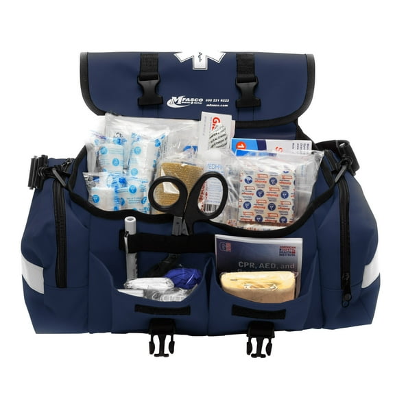 Emergency First Aid Kit Packed in Navy Blue EMT style Bag over 400 Pieces of Supplies