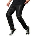 thumbnail image 4 of Pantalones de hombre Inspire Chic de cuero sintético, ajuste slim, con cremallera, color negro, talla 36, 4 of 5