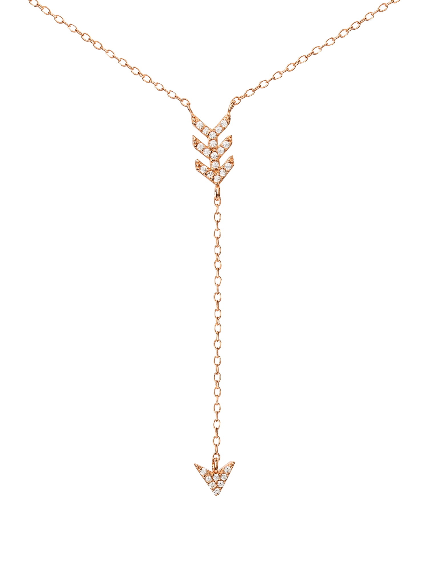 STERLING SILVER 14KT GOLD PLATED CUBIC ZIRCONIA ARROW Y NECKLACE, 18' + 2'