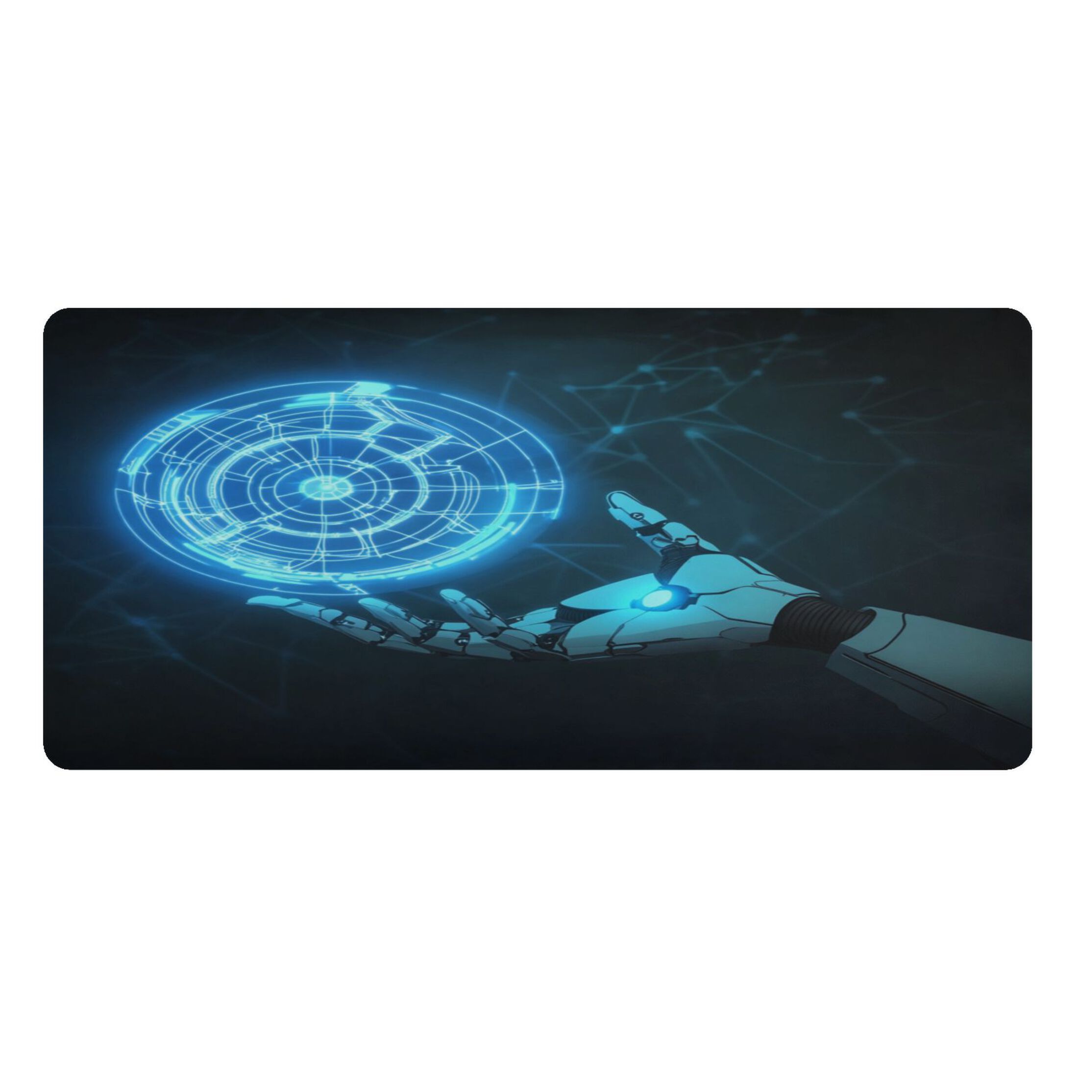 Leather Keyboard and Mouse Desk Mat Office Desk Accessories Protective Office Desk Decor Desk Pad Mat for Gaming, Work from Home, Office Robot Hand 23.6" x 47.2"
