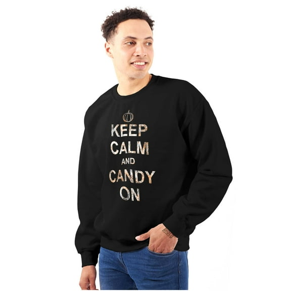 Keep Calm and Candy On Halloween Unisex Plus Fleece Graphic Sweatshirt Brisco Brands 2X
