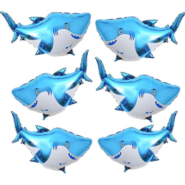 globos de tiburón, globo grande de aluminio de 38 pulgadas con diseño de tiburón azul, lindos globos de tiburón salpicados para fiestas temáticas de animales del océano, cumpleaños, baby shower.