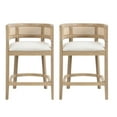 thumbnail image 2 of Christopher Knight Home 25.5" Upholstered Counter Stools, Wood Frame with Rattan Back, Light Ash, Set of 2, 2 of 8