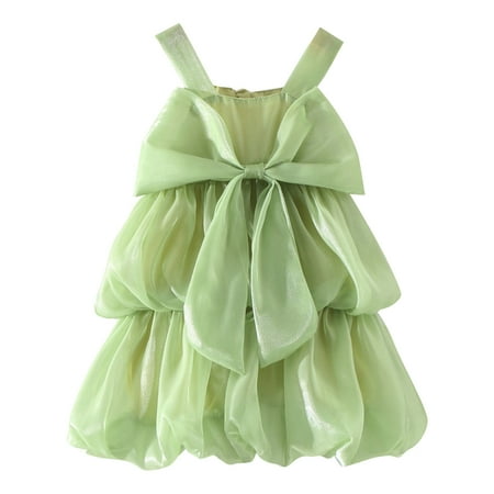 

Baby Girl Dresses 18 Month Girls Plaid Toddler Girls Sleeveless Bowknot Solid Color Princess Dress Dance Party Dresses Clothes