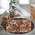 thumbnail image 3 of Round Rugs 3Ft, Brown Retro Horse Round Area Rug Washable Indoor Throw Carpet, Vintage Western Stars Country Small Non Slip Circle Rug for Bedroom Living Room Home Decor Aesthetic, 3 of 8