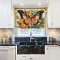thumbnail image 6 of Coolnut 24 Inch Length Kitchen Curtains Flowers Butterflies 2 Panels Half Window Sheer Curtains Rod Pocket Farmhouse Short Drapes for Bathroom Cafe Basement Home Decor, 6 of 7