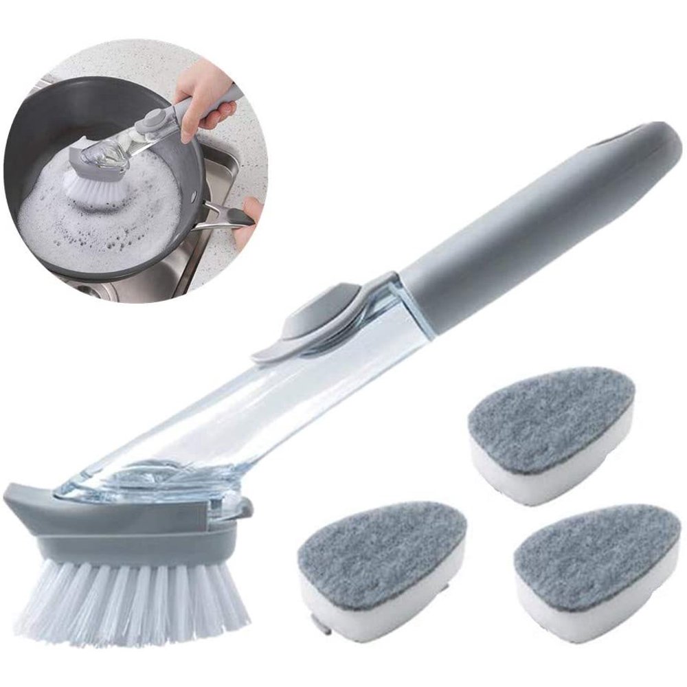 Soap Dispensing Sink Brush Kitchen Brush for Pot Pan Scrub Brush for