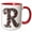 Red/White, variant on 3drose, Pretty Image of Ruby Jeweled Monogram Letter R, 11oz Two-tone Red Mug