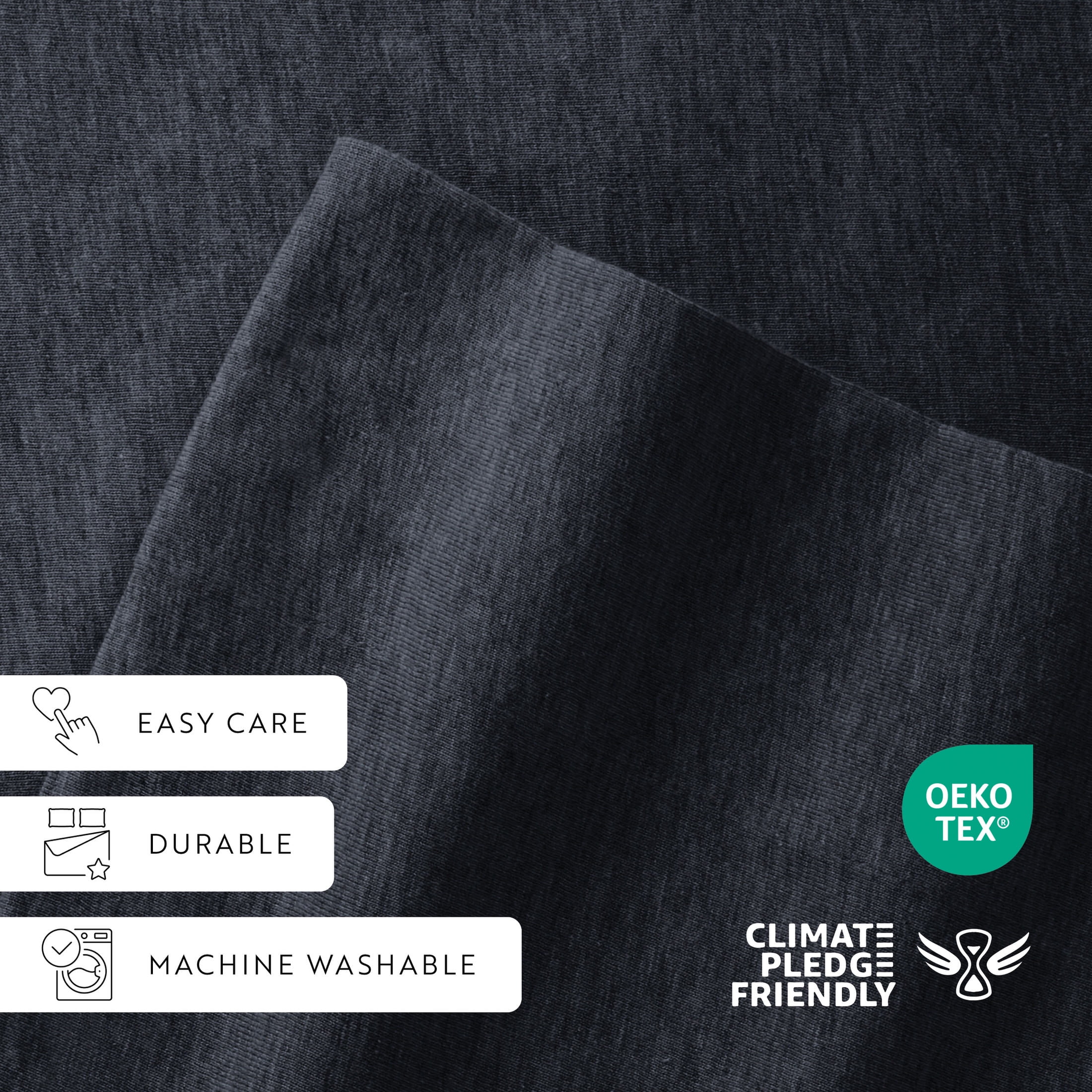 Noble Linens 4 Piece Jersey Knit 100% Cotton Sheet Set, Navy, King
