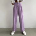 thumbnail image 3 of Aayomet Summer Pants Women Womens Solid Color Suit Pants Elastic Waist Elastic Waist Dress Pants for Women Business Casual,Purple M, 3 of 5