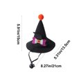 thumbnail image 4 of FEOLGEHLY Halloween Pet Hat Witch Hat Mini Pointed Hat with Bow and Pom Pom for Small Dogs Cats Pet Costume Party Dress Up Photo Prop Black Elastic Strap (Black), 4 of 7