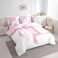 thumbnail image 2 of Erosebridal Girls Pink Bow Bedding Comforter Set, D Letter Queen Bedding Sets, Princess Style Bedroom Decor, Pink Reversible 7pcs, 2 of 6