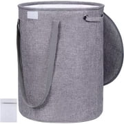 Laundry Hamper, 70L Collapsible Large Linen Washing Basket with Lid for Clothes Towels Blankets Toys Closet Nursery Bathroom Bedroom College Dorm, Dark Gray