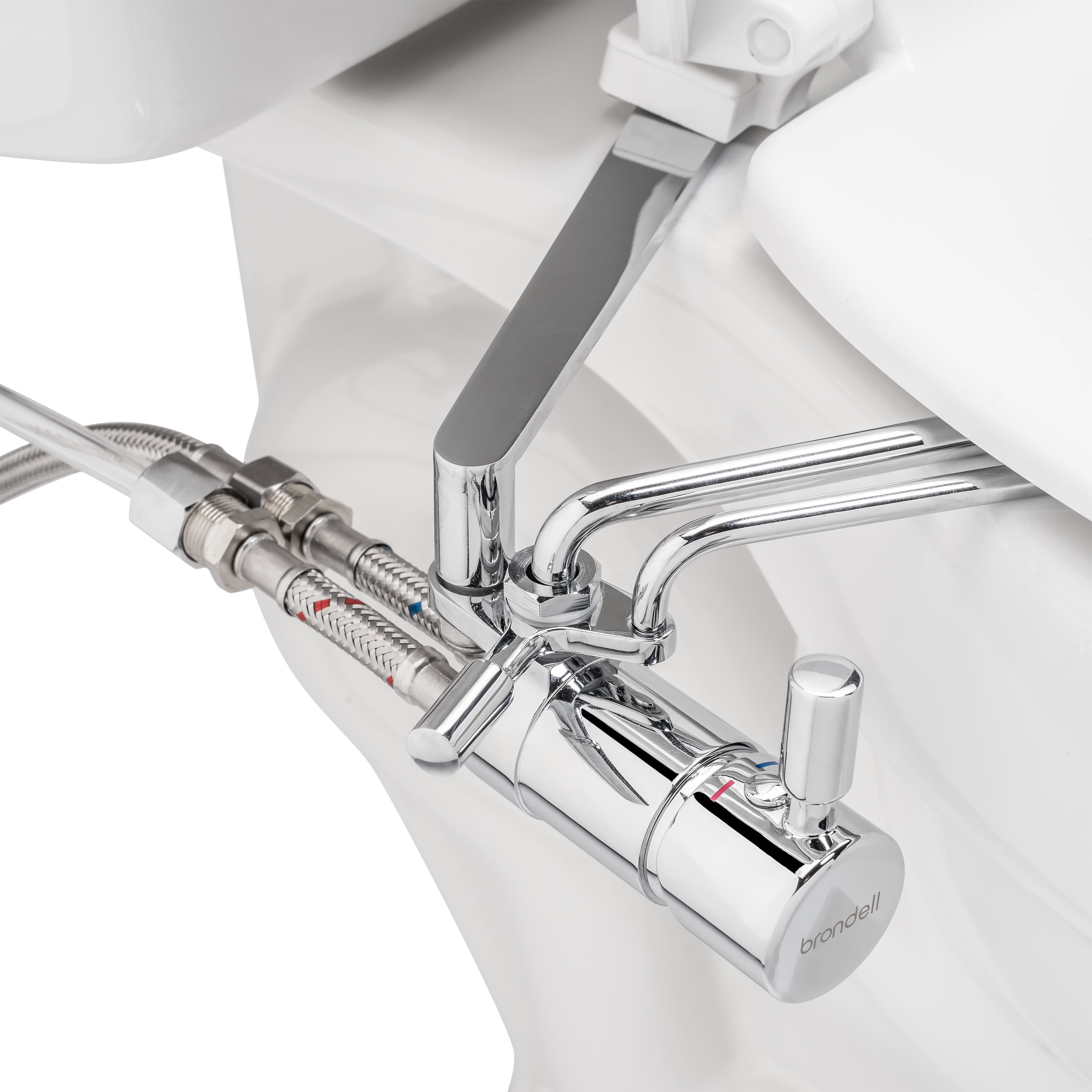 Brondell Side-Mounted All Metal Attachable Bidet with Adjustable Spray Wand, Dual Temperature in Silver