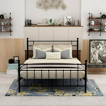 Bed Frames Dumee Twin Bed Frames With Vintage Headboard And Footboard Sturdy Metal Platform Frame Premium Steel Slat Support Black Bed Frame Assemble Easily Mattress On Top Bases Black Home Geniemensch Com
