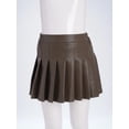 thumbnail image 2 of Miutii Faux PU Leather Skirts for Kids Girls High Waist Pleated Mini Skirts A-line Skater Skirts Casual Solid Skirts Coffee 11-12, 2 of 7