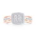thumbnail image 2 of 1/12 CT Round Cut Natural White Diamond Square Frame Engagement Ring In 14K Rose Gold Plated Sterling Silver (Color: I-J, Clarity: I2-I3, 0.08 Cttw) -10, 2 of 8