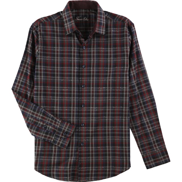 Tasso Elba - Camisa a cuadros para hombre, color rojo, mediano