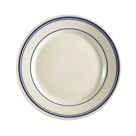 

Blue Line Plate Rolled Edge 10-1/2 Dia. X 1 H Stoneware American White Blue Rim 4 packs