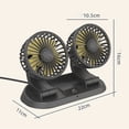 thumbnail image 4 of Car Electric Fan Usb Rechargeable Car Air Cooling Dual Head Fan Low Noise Rotatable Cooler Air Fan, 4 of 8