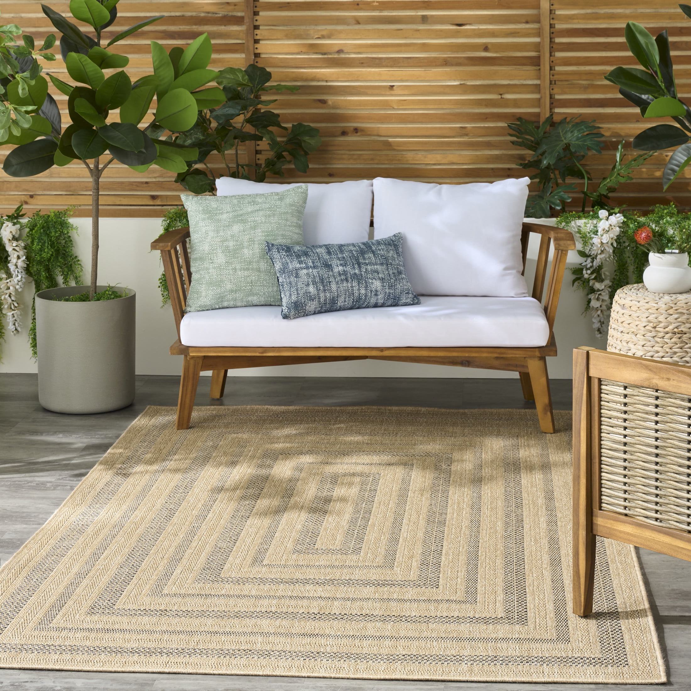 Nourison Tulum 6' x 9' Taupe Grey Outdoor Rug