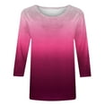 thumbnail image 4 of SOOMLON Womens 3/4 Sleeve T Shirts Petite Tunic Cotton Tops Casual Gradient Color Crewneck Shirts Cute T Shirts 2025 Trendy Spring Summer Ladies Tops Loose Fit Boho Basic Outfits Pullover Hot Pink XL, 4 of 4