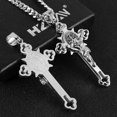 thumbnail image 2 of HZMAN Stainless Steel Saint St St. Benedict Crucifix Cross Pendants Necklace INRI (Silver), 2 of 5