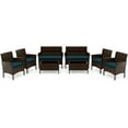 thumbnail image 2 of Costway 8 PCS Patio Furniture Set with Washable Cushions and Tempered Glass Coffee Table Blue, 2 of 9