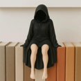 thumbnail image 2 of Estatua misteriosa de túnica negra de horror gótico | Escultura de figura de mesa espeluznante | Decoración hecha a mano para el hogar y el jardín | Exhibición única de estante y repisa de la, 2 of 6
