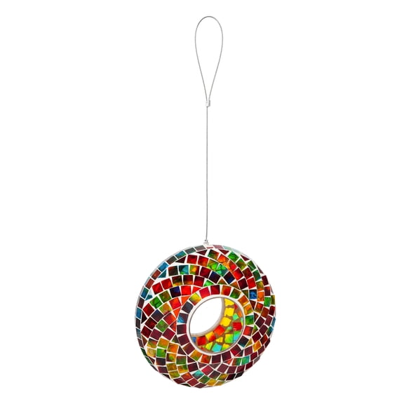Evergreen 9.25"D Acrylic Circle Feeder, Rainbow Mosaic Glass
