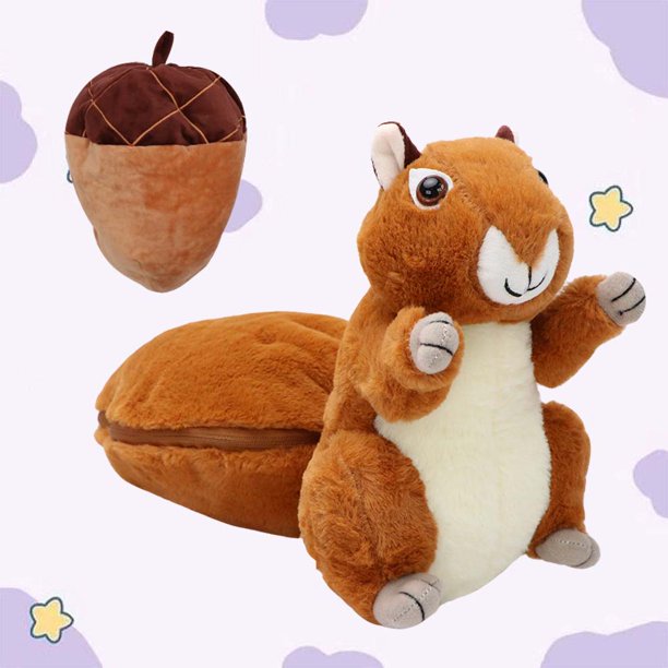 Joyivity Reversible Nut Squirrel Plush Toy, Lovely Stuffed Animal Cute Fluffy Plushies for Baby