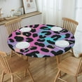 thumbnail image 6 of Neon Leopard Grain Print Tablecloth with Elastic Edge, Round Table Cover Washable Reusable Table Cloths for Kitchen Dining Party, 6 of 6