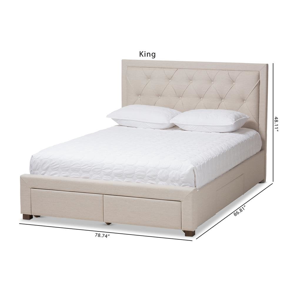 Baxton Studio Aurelie Modern and Contemporary Fabric Upholstered Storage Bed, Multiple Colors, Multiple Sizes